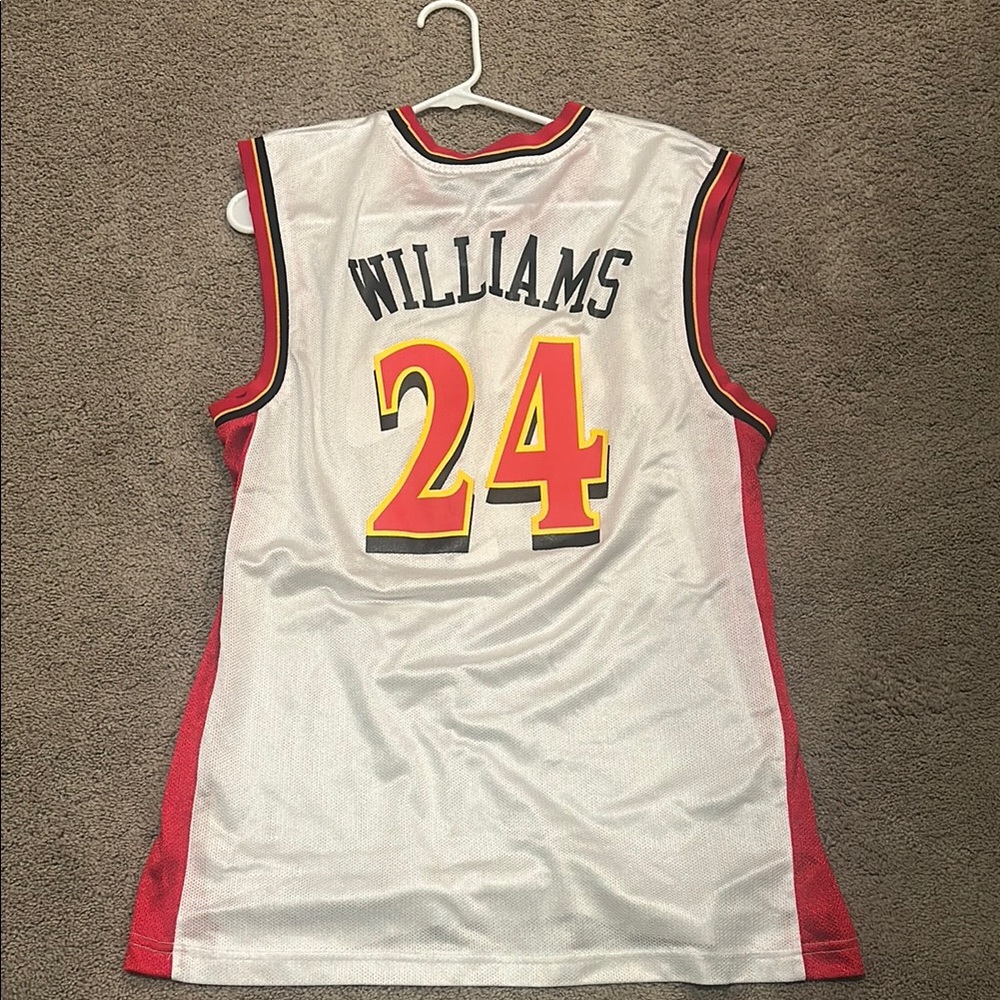 White and Red Basketball Jersey